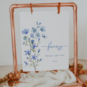 Underteckna Möhippa för Dusty Blue-Blommigt Poster