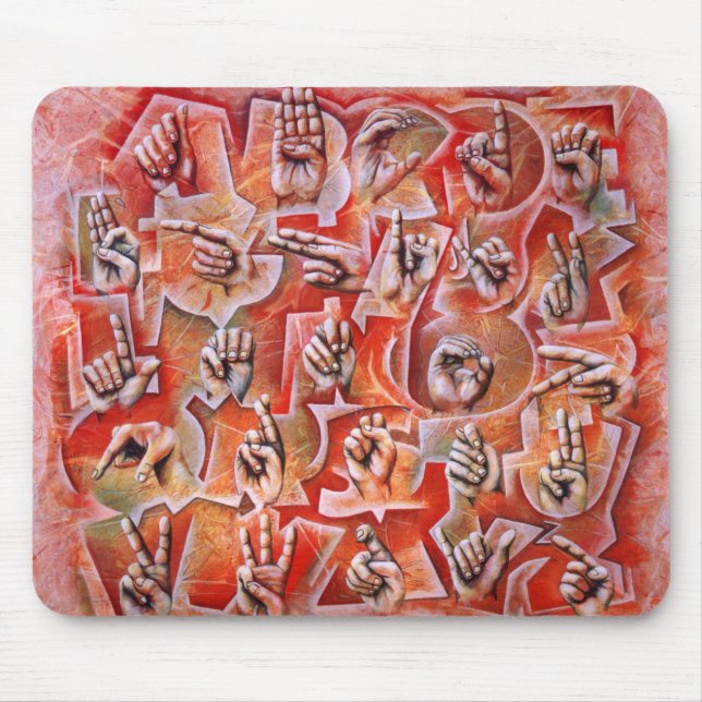 Underteckna musen för språkalfabet 2 vadderar musmatta (Framsidan)