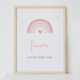 Underteckna Rosa för enkelt regnbåge Poster