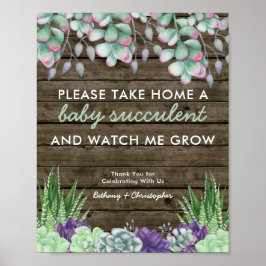 Underteckna Rustic Succulents för babyskor Favor B Poster