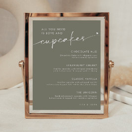 Underteckna Sage Grönt Dessert Cuppie Menu Bröllop Poster