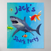 Underteckna Shark Children Party Pappra Bord