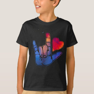 Underteckna språk I Kärlek Du Space Stars Heart Te T Shirt
