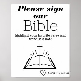 Underteckna vår Bible Bröllop Guestbook, Modern Si Poster