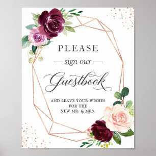Underteckna vår Blommigt för Lila av Guestbook Pl Poster