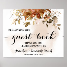 Underteckna vår gäst Bok Bröllop höstvisning för h Poster