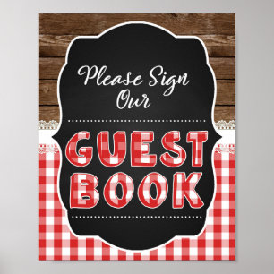Underteckna vår gästskylt Bok nr 2 - Red Baby Q Poster