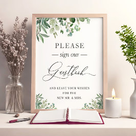 Underteckna vår Guestbook Chic Eucalyptus Löv Poster