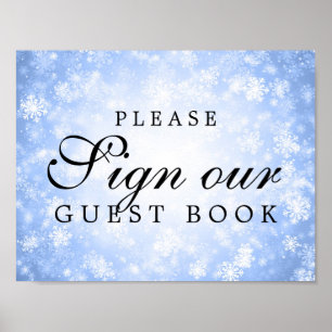 Underteckna vårt Bröllop Guestbook Blue Winter Won Poster