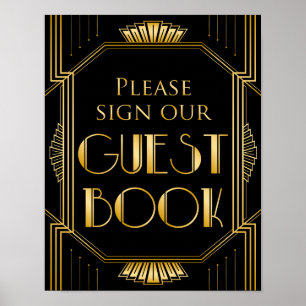 Underteckna vårt Guestbook Bröllop-tecken   Gatsby Poster