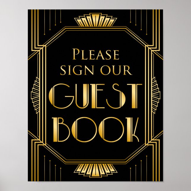 Underteckna vårt Guestbook Bröllop-tecken | Gatsby Poster (Framsidan)