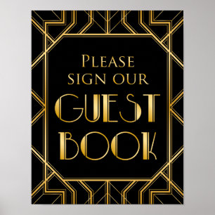 Underteckna vårt Guestbook Bröllop-tecken   Gatsby Poster
