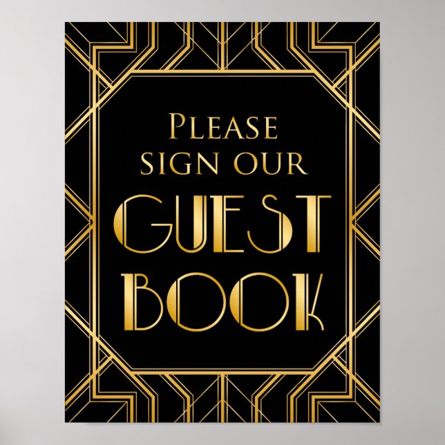 Underteckna vårt Guestbook Bröllop-tecken | Gatsby Poster (Framsidan)