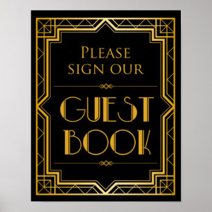 Underteckna vårt Guestbook Bröllop-tecken   Gatsby Poster