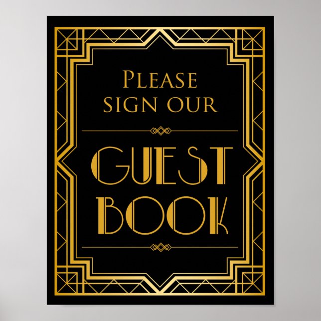 Underteckna vårt Guestbook Bröllop-tecken | Gatsby Poster (Framsidan)