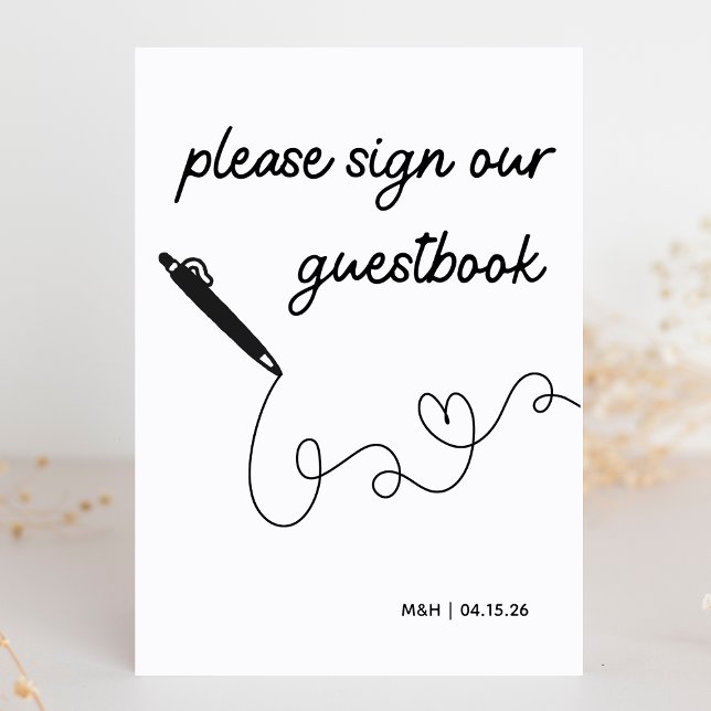 Underteckna vårt modernt, minimalistiskt Bröllop-t (Guide guests to your guestbook with elegance—perfect for weddings, engagements, and more.)