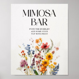 Undertecknad av Wildblommor Baby Shower Mimosa Pub Poster
