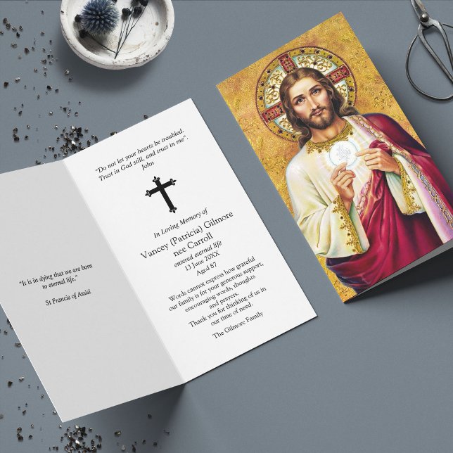 Undertecknad Jesus Prayer Sympathy Cards Kort (catholic, religious, celebration of life, in loving memory of, prayer cards for bereavement)