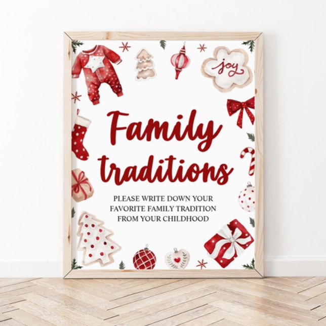 Undertecknad om Red jul Family Traditions Baby Sho Poster (Skapare uppladdad)