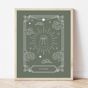 Undertecknande av Celestial Tarot Baby Shower-favo Poster