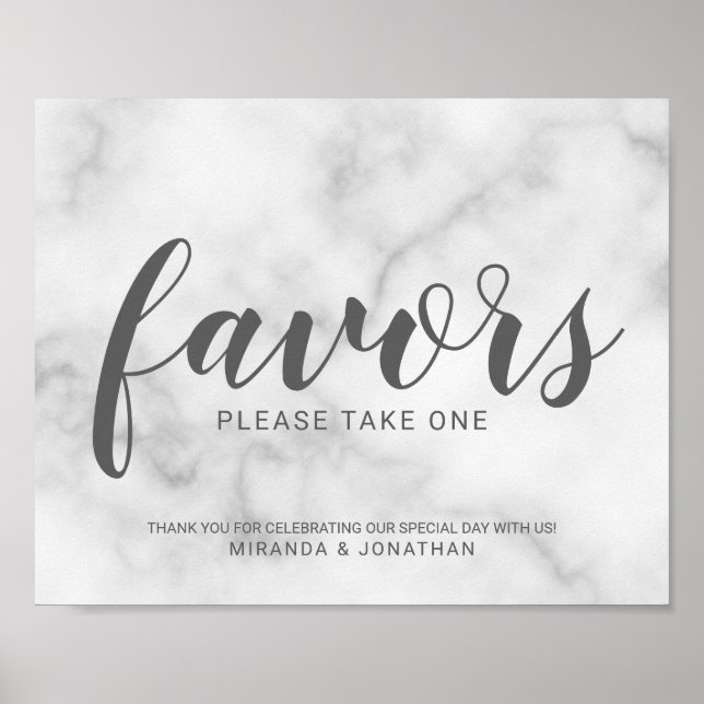 Undertecknande av Classy Elegant White Marble-favo Poster (Framsidan)