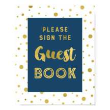 Undertecknande av den blå Guld-konfetti Guest Bok