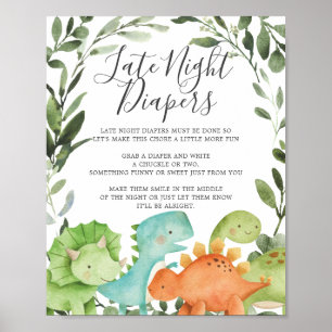 Undertecknande av dinosaurier Baby Shower sent på Poster