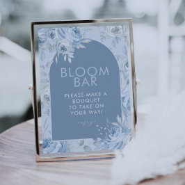 Undertecknande av Dusty Blue Blommigt Bloom Pub Poster