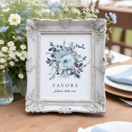 Undertecknande av Dusty Blue Blommigt Wedding Fava Poster