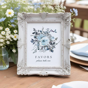 Undertecknande av Dusty Blue Blommigt Wedding Fava Poster