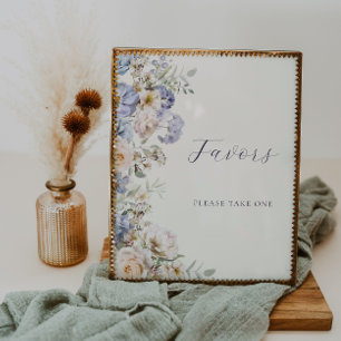 Undertecknande av Dusty Blue Cream Blommigt Favori Poster