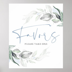Undertecknande av Dusty Blue Greenery och Silver L Poster