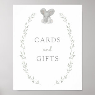 Undertecknande av elefant Greenery Baby Shower Car Poster