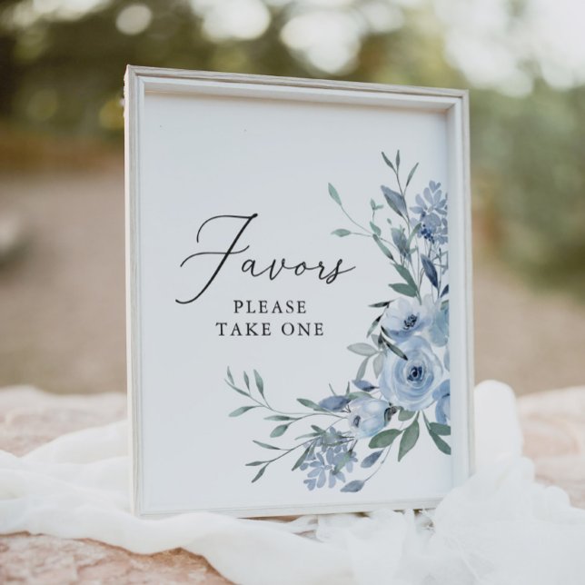 Undertecknande av elegant Dusty Blue Blommigt Wedd Poster (Skapare uppladdad)