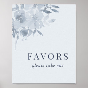Undertecknande av elegant Dusty Blue Blommigt Wedd Poster