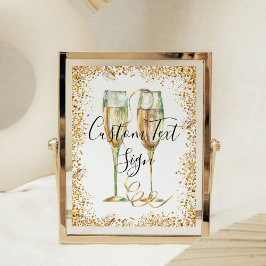 Undertecknande av elegant Glitter Party vid Guld Poster