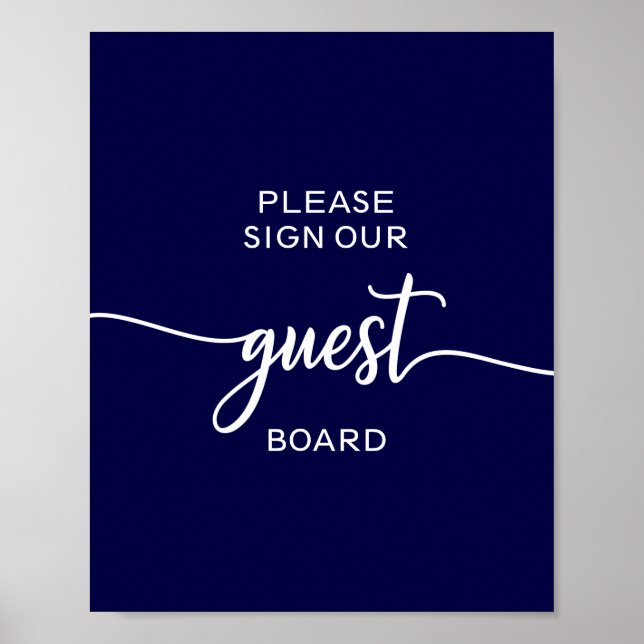 Undertecknande av elegant Guest Board Blue Bröllop Poster (Framsidan)