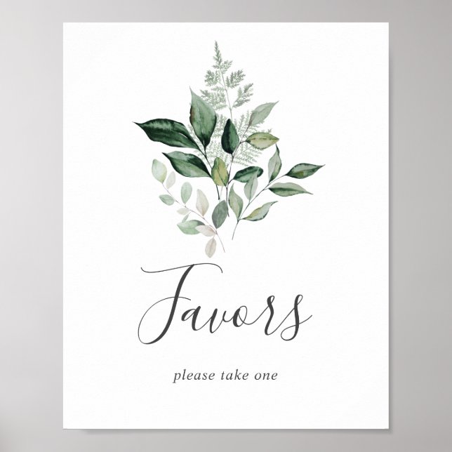 Undertecknande av Emerald Greenery Wedding Favors Poster (Framsidan)