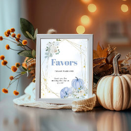 Undertecknande av Fall Blue Pumpkin Boy-favoritdus Poster