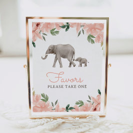 Undertecknande av favoriter för blommigt Elephant  Poster
