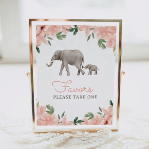 Undertecknande av favoriter för blommigt Elephant Poster