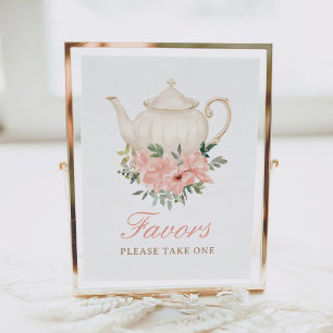 Undertecknande av favoriter i blommigt Tea Party Poster
