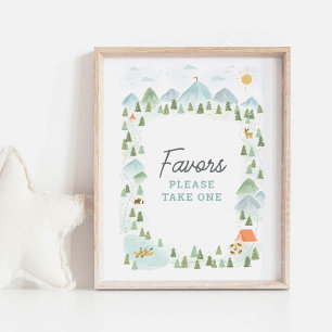 Undertecknande av favoriter i Camping Birthday Poster