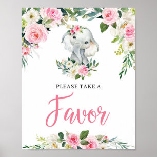 Undertecknande av favoriter i Cute Elephant Blomm Poster