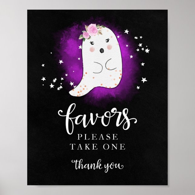 Undertecknande av favoriter i Cute Ghost Halloween Poster (Framsidan)