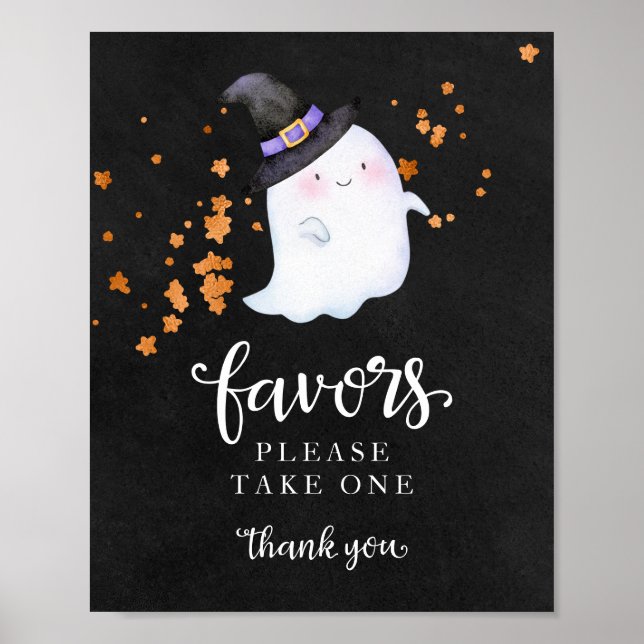 Undertecknande av favoriter i Cute Ghost Halloween Poster (Framsidan)