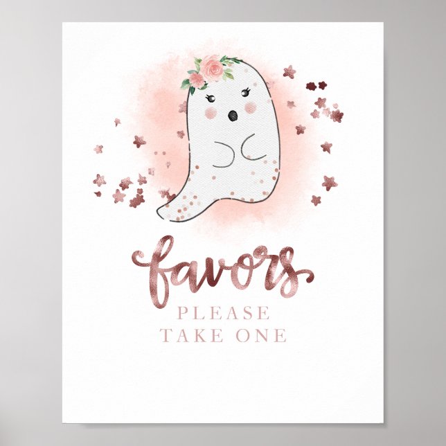 Undertecknande av favoriter i Cute Ghost Halloween Poster (Framsidan)
