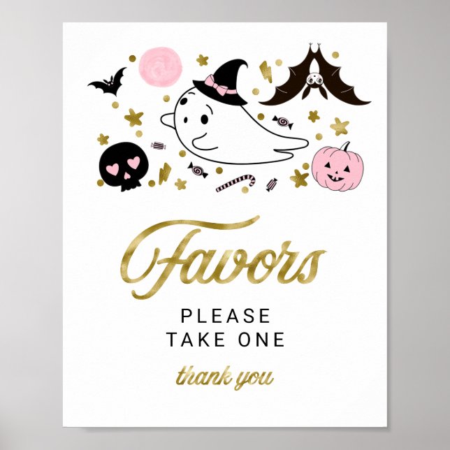 Undertecknande av favoriter i Cute Ghost Halloween Poster (Framsidan)