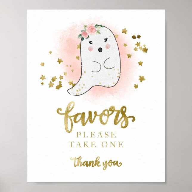 Undertecknande av favoriter i Cute Ghost Halloween Poster (Framsidan)