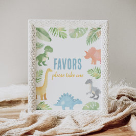 Undertecknande av favoriter i Dinosaur Baby Shower Poster